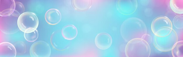 Luz de sueño de burbuja de jabón realista azul y rosa