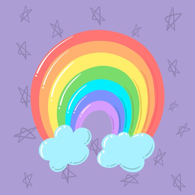 Luz todo está bien diseño plano arcoiris