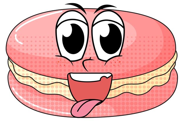 Macarrón rosa con cara feliz
