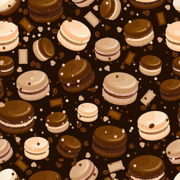 Macarrones de chocolate y café de patrones sin fisuras