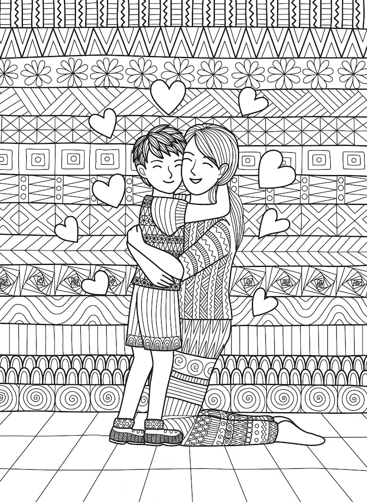Vector gratuito madre e hijo dándose un abrazo