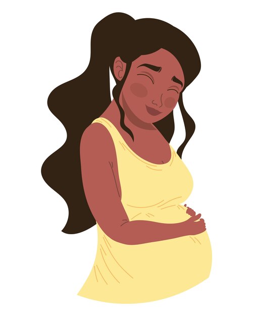 Madre feliz con vestido amarillo