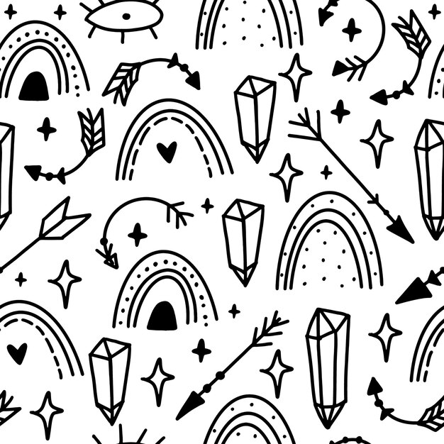 magia doodle de patrones sin fisuras