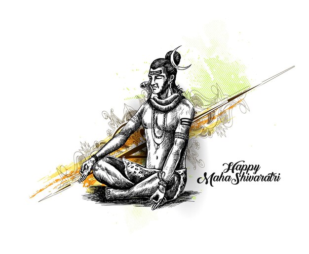 Maha Shivratri - Happy Nag Panchami Lord shiva - Afiche, Ilustración de vector de boceto dibujado a mano.