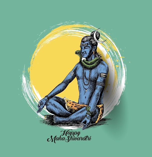 Vector gratuito maha shivratri - happy nag panchami lord shiva - afiche, ilustración de vector de boceto dibujado a mano.