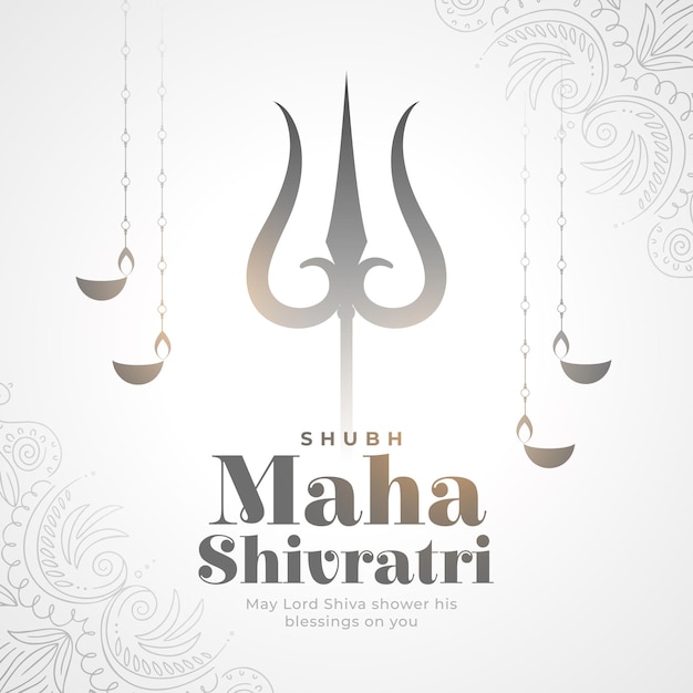 Maha shubh shivratri fondo blanco con diseño de trishul