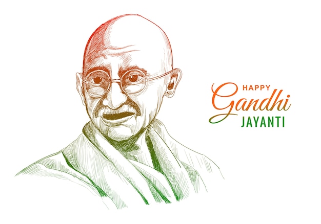 Mahatma Gandhi para gandhi jayanti en blanco