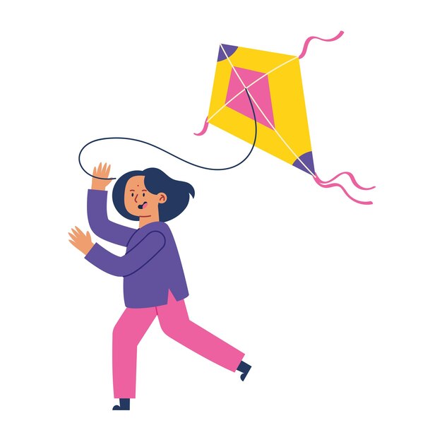 makar sankranti chica con cometa