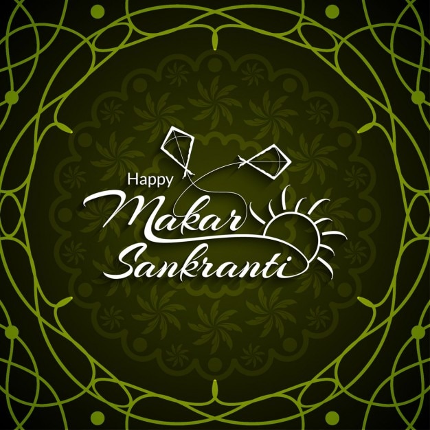 Vector gratuito makar sankranti, fondo verde