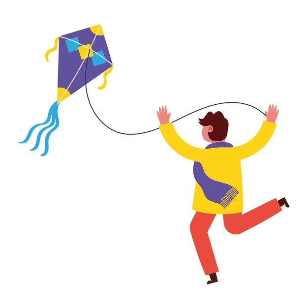 makar sankranti niño volando cometa de colores