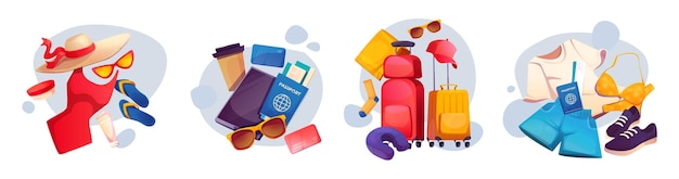 Maleta de viaje de verano Vector de equipaje de viaje