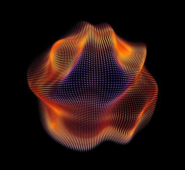 Malla de colores de vector abstracto sobre fondo oscuro Tarjeta de estilo futurista Esfera de punto corrupto