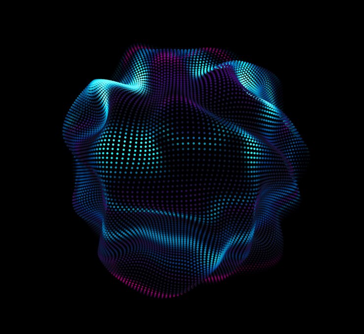 Vector gratuito malla de colores de vector abstracto sobre fondo oscuro tarjeta de estilo futurista esfera de punto corrupto
