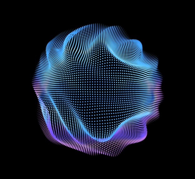 Malla de colores de vector abstracto sobre fondo oscuro Tarjeta de estilo futurista Fondo elegante para presentaciones de negocios Esfera de punto corrupto Estética del caos