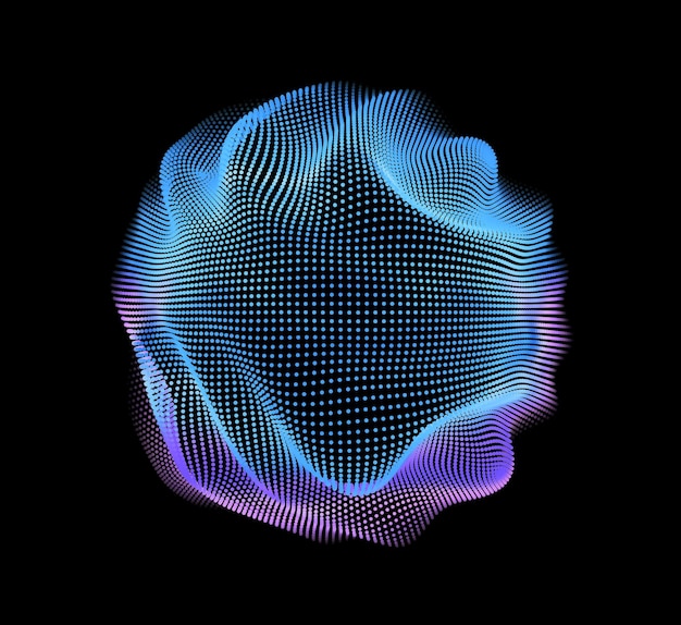 Malla de colores de vector abstracto sobre fondo oscuro Tarjeta de estilo futurista Fondo elegante para presentaciones de negocios Esfera de punto corrupto Estética del caos