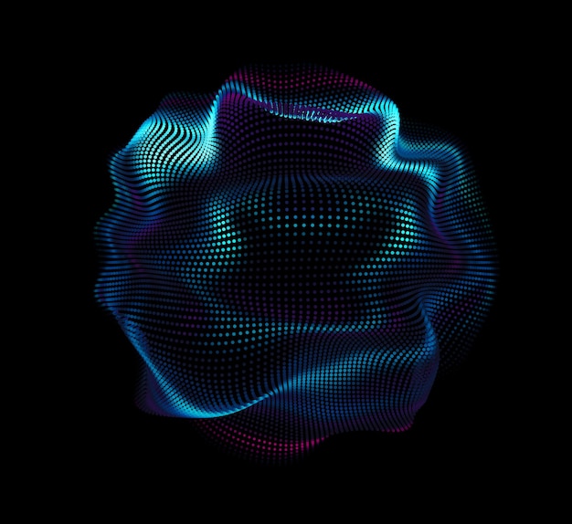 Malla de colores de vector abstracto sobre fondo oscuro Tarjeta de estilo futurista Fondo elegante para presentaciones de negocios Esfera de punto corrupto Estética del caos