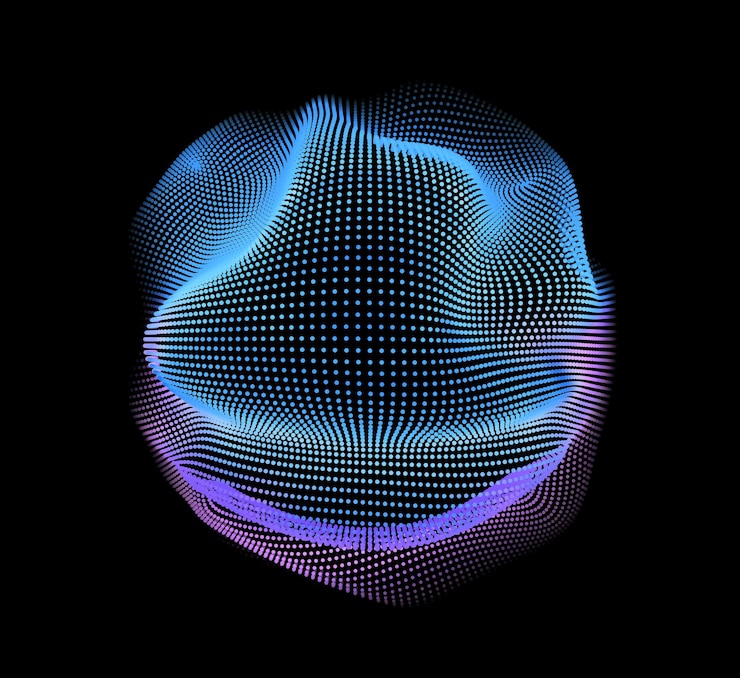 Vector gratuito malla colorida del vector abstracto en fondo oscuro. tarjeta de estilo futurista. fondo elegante para presentaciones de negocios. esfera puntual dañada. estética del caos