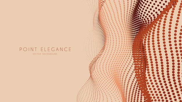 Malla de onda beige de partículas 3d abstracto en estilo de tecnología cibernética.