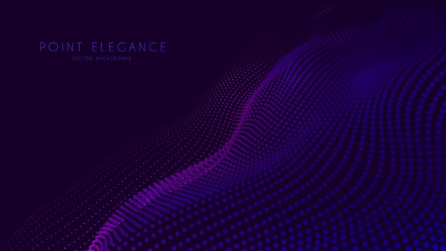 Malla de onda violeta de partículas 3d abstracta en estilo de tecnología cibernética. Fondo de negocio abstracto.
