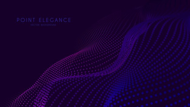 Malla de onda violeta de partículas 3d abstracta en estilo de tecnología cibernética. Fondo de negocio abstracto.