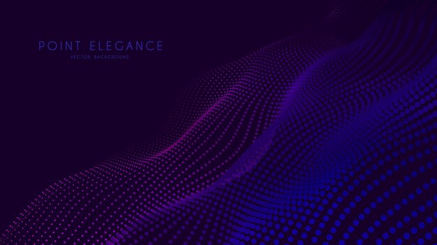 Malla de onda violeta de partículas 3d abstracta en estilo de tecnología cibernética. Fondo de negocio abstracto.
