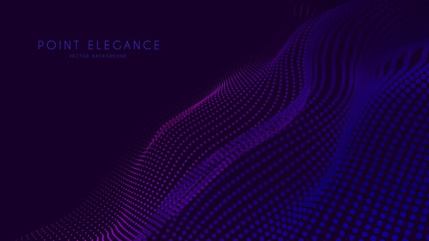 Malla de onda violeta de partículas 3d abstracta en estilo de tecnología cibernética