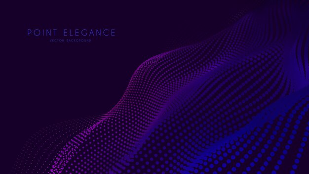 Malla de onda violeta de partículas 3d abstracto en estilo de tecnología cibernética.
