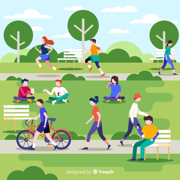 Manada de personas en el parque