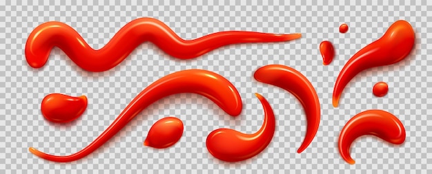 Manchas y manchas de ketchup de salsa de tomate rojo