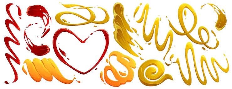Vector gratuito manchas de mayonesa ketchup y mostaza