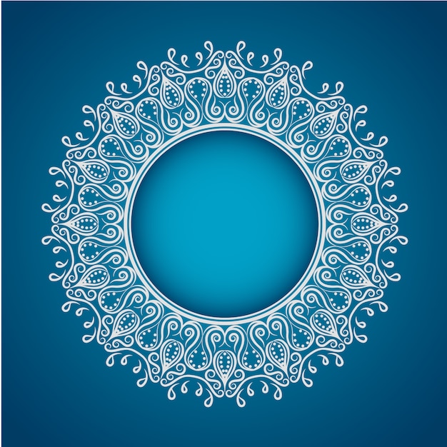 Mandala blanco sobre fondo azul