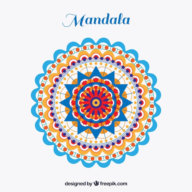 Mandala colorido en estilo plano