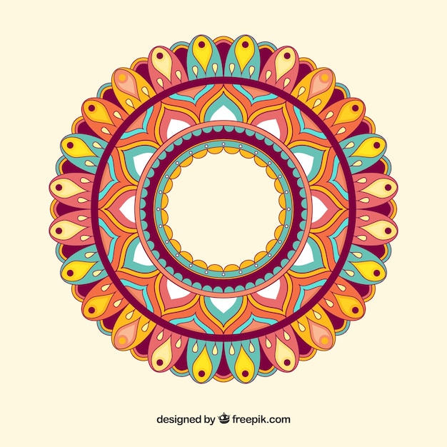 Mandala colorido en estilo plano