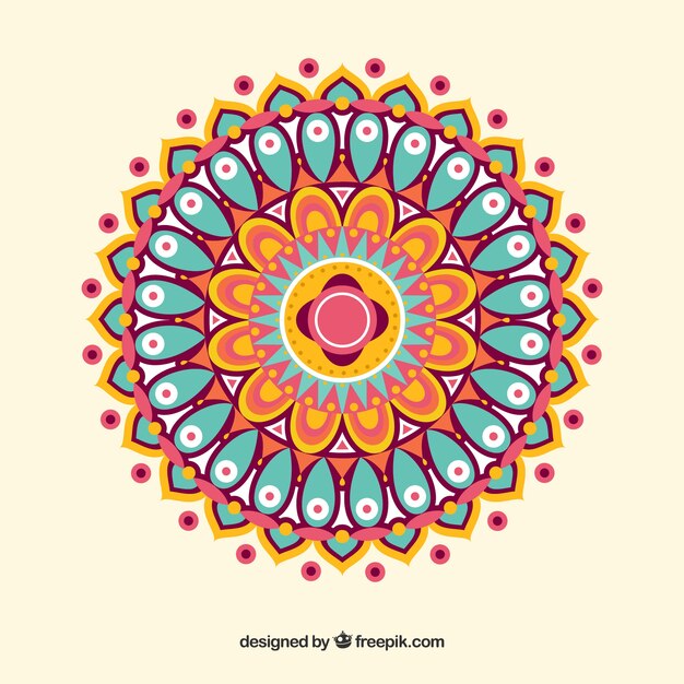 Mandala colorido en estilo plano