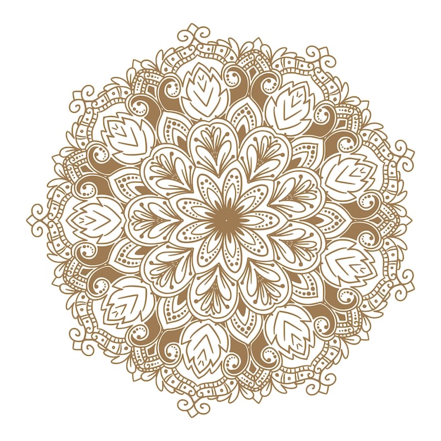 Vector gratuito mandala decorativa de color marrón sobre un fondo blanco