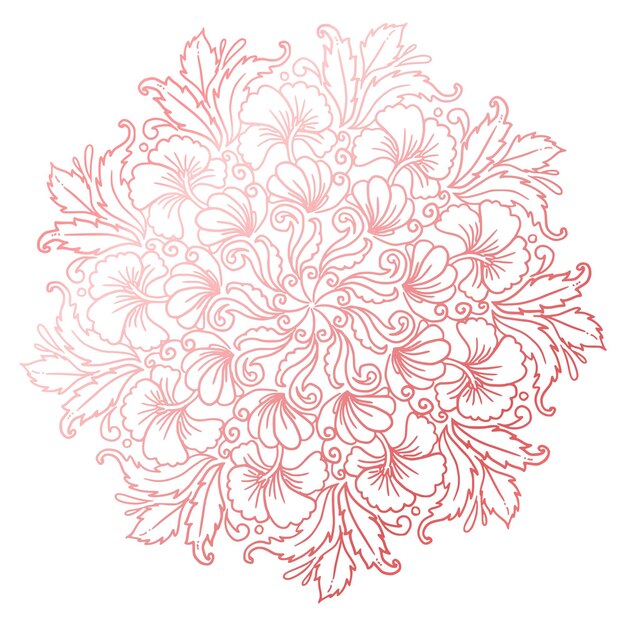 Mandala decorativa de color rosa sobre un fondo blanco