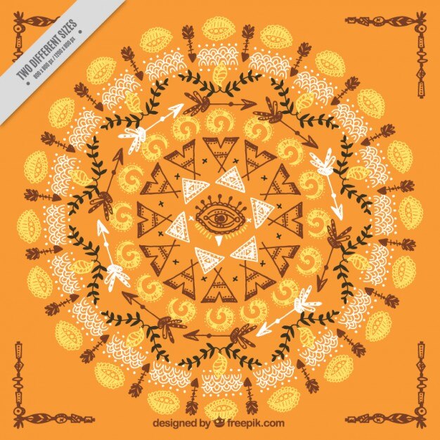 Mandala dibujado a mano con un ojo en el centro