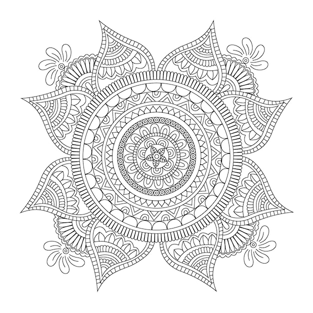 Mandala con diseño en blanco y negro
