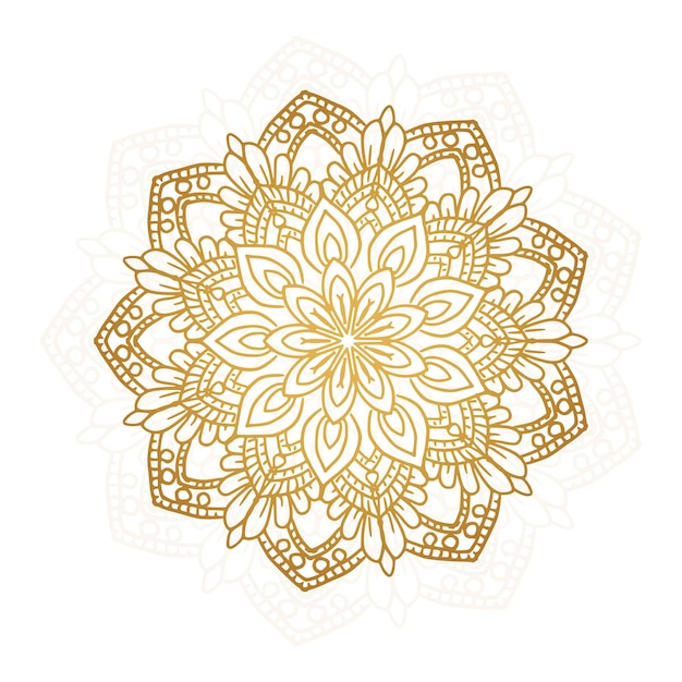 Vector gratuito mandala dorada decorativa sobre fondo blanco