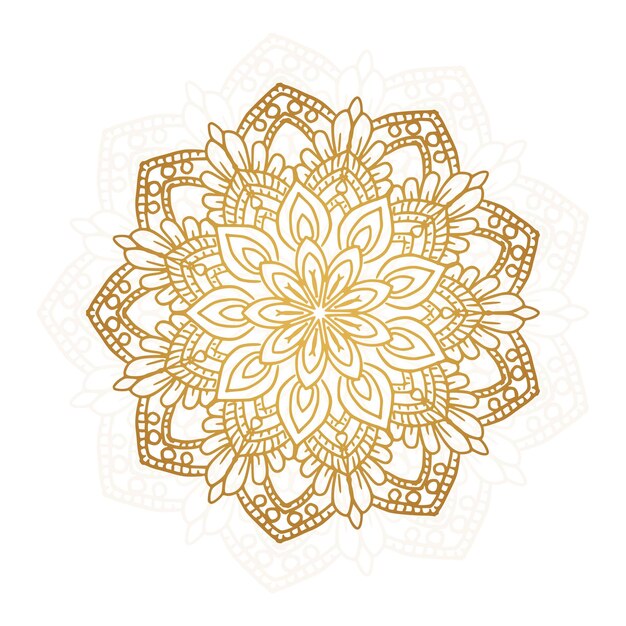 Mandala dorada decorativa sobre fondo blanco