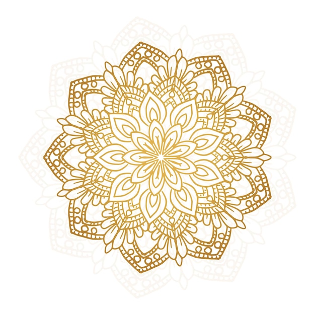 Mandala dorada decorativa sobre fondo blanco
