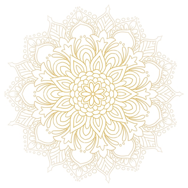 Vector gratuito mandala dorado decorativo sobre fondo blanco.