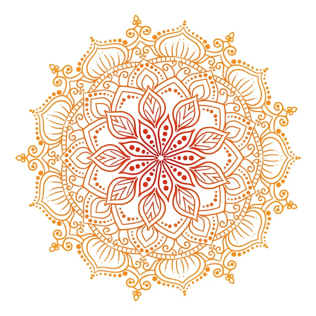 Mandala dorado decorativo sobre fondo blanco.