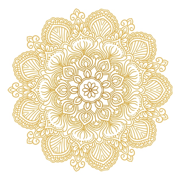 Vector gratuito mandala dorado decorativo sobre fondo blanco.