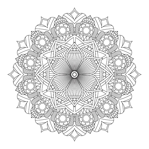 Mandala elegante en diseño de contorno