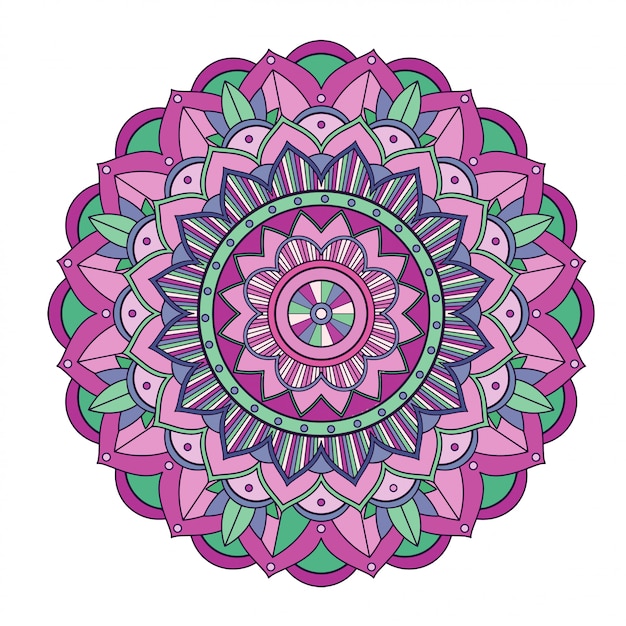 Vector gratuito mandala floral aislado en blanco