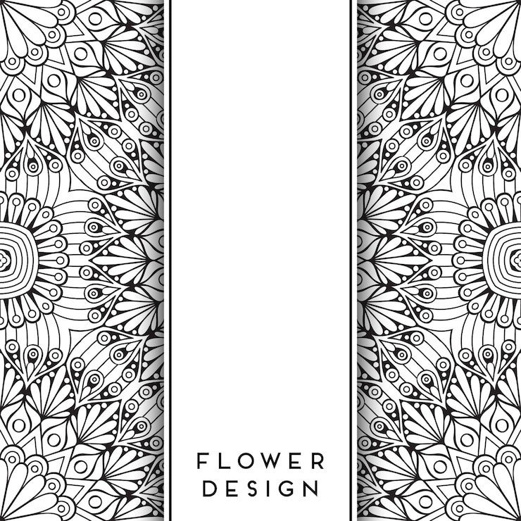 Vector gratuito mandala floral blanco y negro