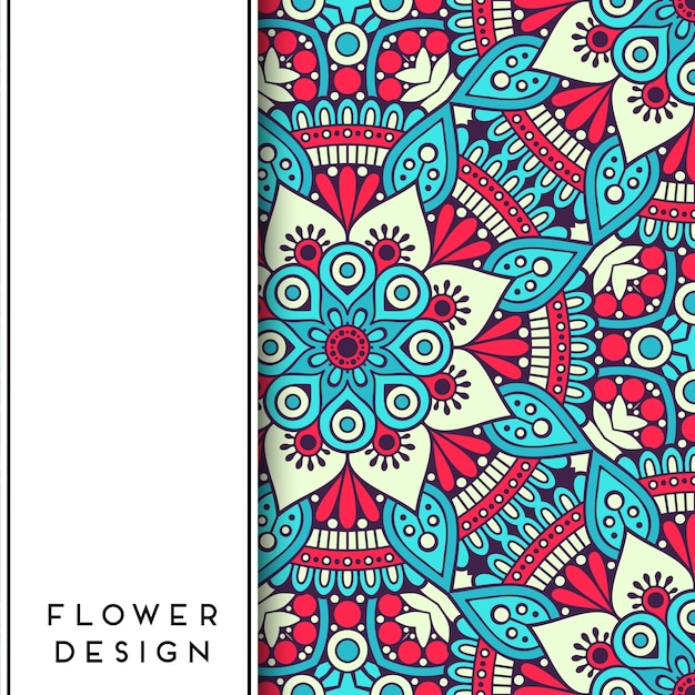 Mandala floral rojo y azul