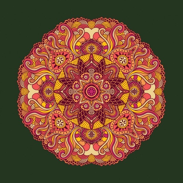 Mandala rojo y naranja