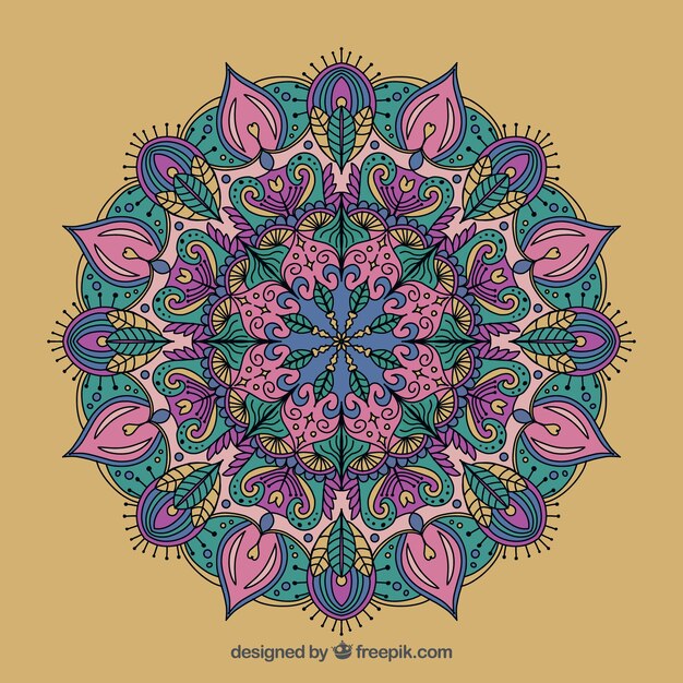 Mandala tradicional con estilo colorido